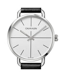 Buy Shop Calvin Klein Even Silver Dial Black Leather Strap Watch for Men - K7B211CY USA Online