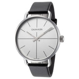 Buy Shop Calvin Klein Even Silver Dial Black Leather Strap Watch for Men - K7B211CY USA Online