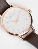 Buy Shop Calvin Klein Even Silver Dial Brown Leather Strap Watch for Men - K7B216G6 USA Online
