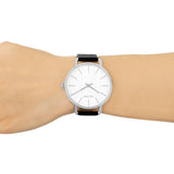 Buy Shop Calvin Klein Even White Dial Black Leather Strap Watch for Women - K7B211C6 USA Online
