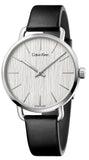 Buy Shop Calvin Klein Even White Dial Black Leather Strap Watch for Women - K7B211C6 USA Online