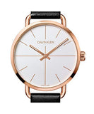 Buy Shop Calvin Klein Even White Dial Black Leather Strap Watch for Women - K7B216C6 USA Online