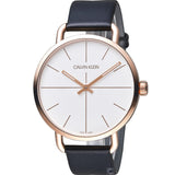 Buy Shop Calvin Klein Even White Dial Black Leather Strap Watch for Women - K7B216C6 USA Online