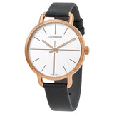 Buy Shop Calvin Klein Even White Dial Black Leather Strap Watch for Women - K7B236C6 USA Online