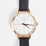 Buy Shop Calvin Klein Even White Dial Black Leather Strap Watch for Women - K7B236C6 USA Online