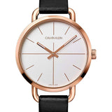 Buy Shop Calvin Klein Even White Dial Black Leather Strap Watch for Women - K7B236C6 USA Online
