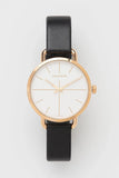 Calvin Klein Even White Dial Black Leather Strap Watch for Women - K7B236C6