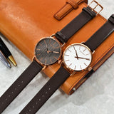 Buy Shop Calvin Klein Even White Dial Brown Leather Strap Watch for Women - K7B236G6 USA Online