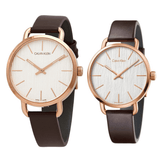 Buy Shop Calvin Klein Even White Dial Brown Leather Strap Watch for Women - K7B236G6 USA Online