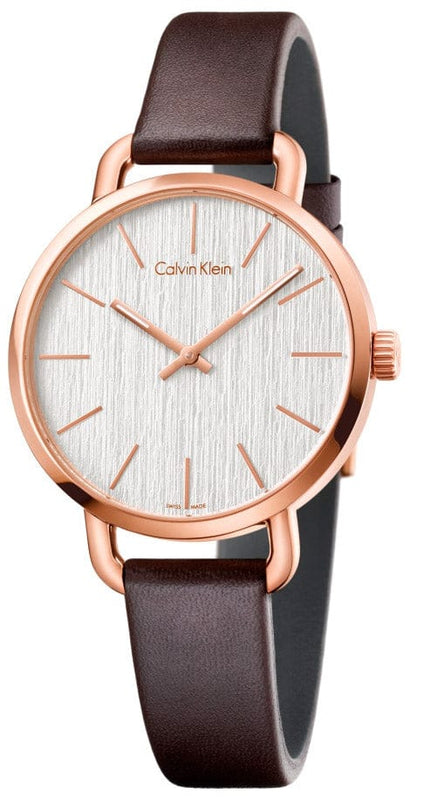 Buy Shop Calvin Klein Even White Dial Brown Leather Strap Watch for Women - K7B236G6 USA Online