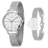 Buy Shop Calvin Klein Even White Dial Silver Mesh Bracelet Watch for Women - K7B23126 USA Online