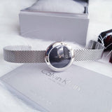 Buy Shop Calvin Klein Firm Black Dial Silver Mesh Bracelet Watch for Women - K3N23121 USA Online