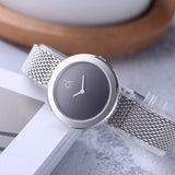 Buy Shop Calvin Klein Firm Black Dial Silver Mesh Bracelet Watch for Women - K3N23121 USA Online