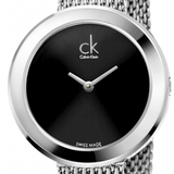 Buy Shop Calvin Klein Firm Black Dial Silver Mesh Bracelet Watch for Women - K3N23121 USA Online