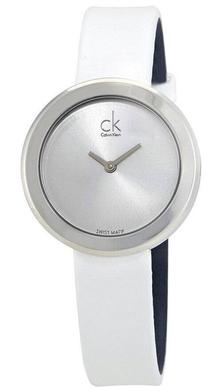 Buy Shop Calvin Klein Firm Silver Dial White Leather Strap Watch for Women - K3N231L6 USA Online