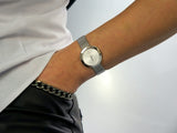 Buy Shop Calvin Klein Firm White Dial Silver Mesh Bracelet Watch for Women - K3N23126 USA Online