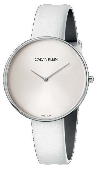 Buy Shop Calvin Klein Full Moon White Dial White Leather Strap Watch for Women - K8Y231L6 USA Online