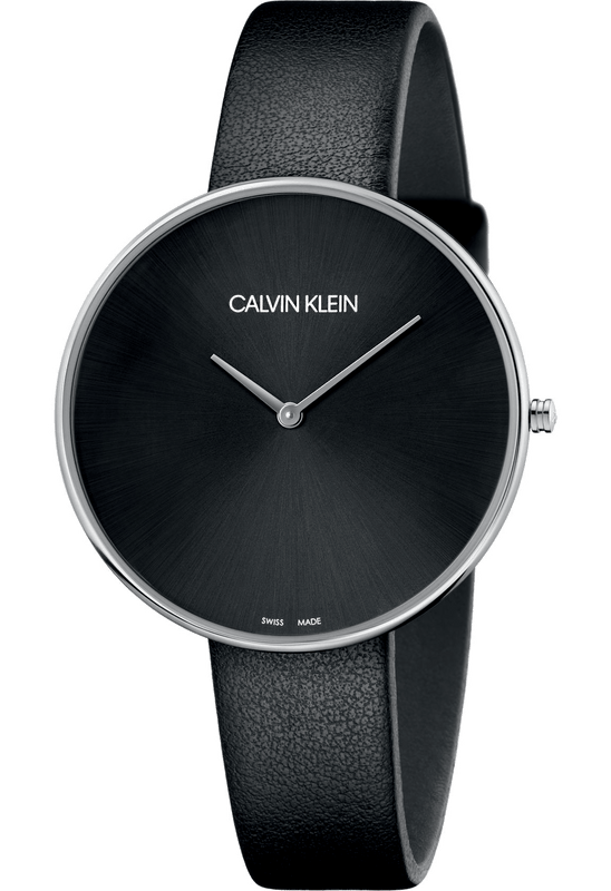 Buy Shop Calvin Klein Full Moon Black Dial Black Leather Strap Watch for Women - K8Y231C1 USA Online