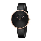Buy Shop Calvin Klein Full Moon Black Dial Black Leather Strap Watch for Women - K8Y236C1 USA Online