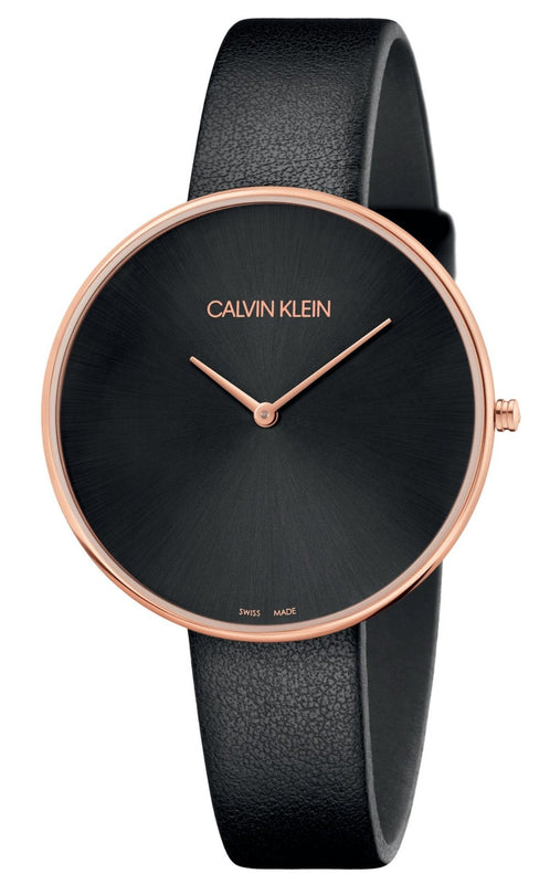 Buy Shop Calvin Klein Full Moon Black Dial Black Leather Strap Watch for Women - K8Y236C1 USA Online