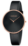 Buy Shop Calvin Klein Full Moon Black Dial Black Leather Strap Watch for Women - K8Y236C1 USA Online