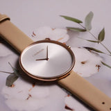 Buy Shop Calvin Klein Full Moon Silver Dial Pink Leather Stap Watch for Women - K8Y236Z6 USA Online