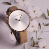 Buy Shop Calvin Klein Full Moon Silver Dial Pink Leather Stap Watch for Women - K8Y236Z6 USA Online
