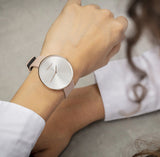 Buy Shop Calvin Klein Full Moon Silver Dial Pink Leather Stap Watch for Women - K8Y236Z6 USA Online