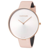 Buy Shop Calvin Klein Full Moon Silver Dial Pink Leather Stap Watch for Women - K8Y236Z6 USA Online