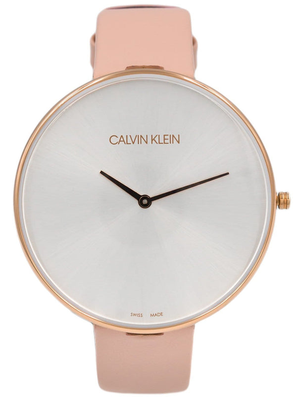 Buy Shop Calvin Klein Full Moon Silver Dial Pink Leather Stap Watch for Women - K8Y236Z6 USA Online