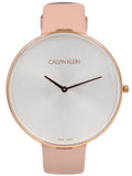 Buy Shop Calvin Klein Full Moon Silver Dial Pink Leather Stap Watch for Women - K8Y236Z6 USA Online