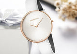 Buy Shop Calvin Klein Full Moon White Dial White Leather Strap Watch for Women - K8Y236L6 USA Online
