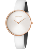 Buy Shop Calvin Klein Full Moon White Dial White Leather Strap Watch for Women - K8Y236L6 USA Online