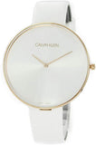 Buy Shop Calvin Klein Full Moon White Dial White Leather Strap Watch for Women - K8Y236L6 USA Online