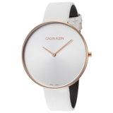 Buy Shop Calvin Klein Full Moon White Dial White Leather Strap Watch for Women - K8Y236L6 USA Online