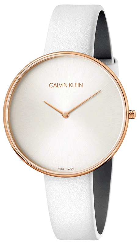 Buy Shop Calvin Klein Full Moon White Dial White Leather Strap Watch for Women - K8Y236L6 USA Online