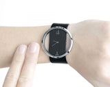Buy Shop Calvin Klein Glam Transparent Dial Black Leather Strap Watch for Women - K9423107 USA Online