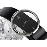 Buy Shop Calvin Klein Glam Transparent Dial Black Leather Strap Watch for Women - K9423107 USA Online