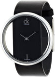 Buy Shop Calvin Klein Glam Transparent Dial Black Leather Strap Watch for Women - K9423107 USA Online