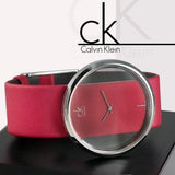 Buy Shop Calvin Klein Glam Transparent Dial Red Leather Strap Watch for Women - K9423144 USA Online