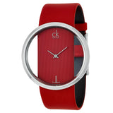 Buy Shop Calvin Klein Glam Transparent Dial Red Leather Strap Watch for Women - K9423144 USA Online