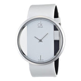 Buy Shop Calvin Klein Glam Transparent Dial White Leather Strap Watch for Women - K9423101 USA Online