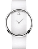 Buy Shop Calvin Klein Glam Transparent Dial White Leather Strap Watch for Women - K9423101 USA Online
