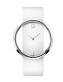 Buy Shop Calvin Klein Glam Transparent Dial White Leather Strap Watch for Women - K9423101 USA Online