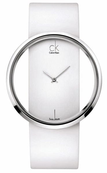 Buy Shop Calvin Klein Glam Transparent Dial White Leather Strap Watch for Women - K9423101 USA Online