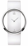 Buy Shop Calvin Klein Glam Transparent Dial White Leather Strap Watch for Women - K9423101 USA Online