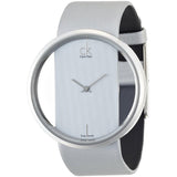 Buy Shop Calvin Klein Glam Transparent Silver Dial Grey Leather Strap Watch for Women - K9423193 USA Online