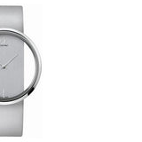 Buy Shop Calvin Klein Glam Transparent Silver Dial Grey Leather Strap Watch for Women - K9423193 USA Online