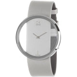 Buy Shop Calvin Klein Glam Transparent Silver Dial Grey Leather Strap Watch for Women - K9423193 USA Online