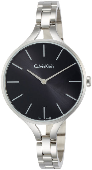 Buy Shop Calvin Klein Graphic Black Dial Silver Steel Strap Watch for Women - K7E23141 USA Online